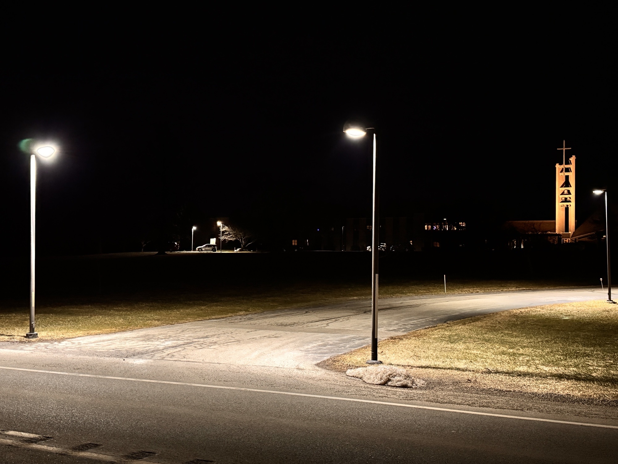 A Church Highlighted A Man Alone